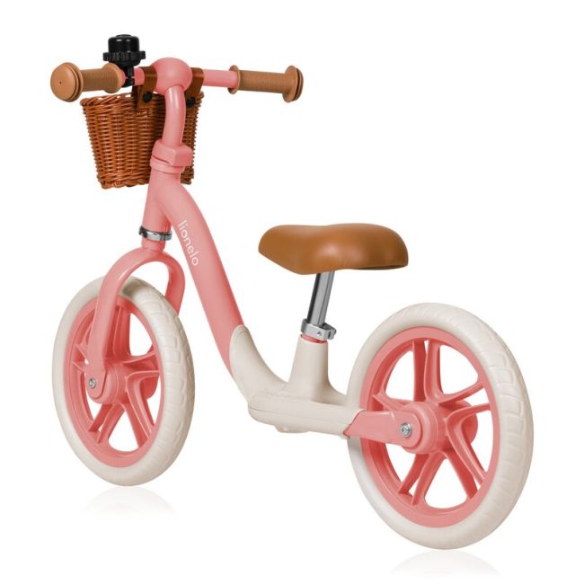 Bicicleta fara pedale, Lionelo, Alex Plus, Usoara, Cu ghidon si sa reglabile, Include cos depozitare si sonerie, Din otel, Cu roti din spuma EVA, 12 inch, Pink Rose BYNLO-ALEX_PLUS_PINK_ROSE