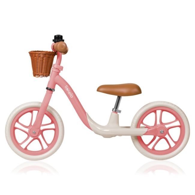 Bicicleta fara pedale, Lionelo, Alex Plus, Usoara, Cu ghidon si sa reglabile, Include cos depozitare si sonerie, Din otel, Cu roti din spuma EVA, 12 inch, Pink Rose BYNLO-ALEX_PLUS_PINK_ROSE