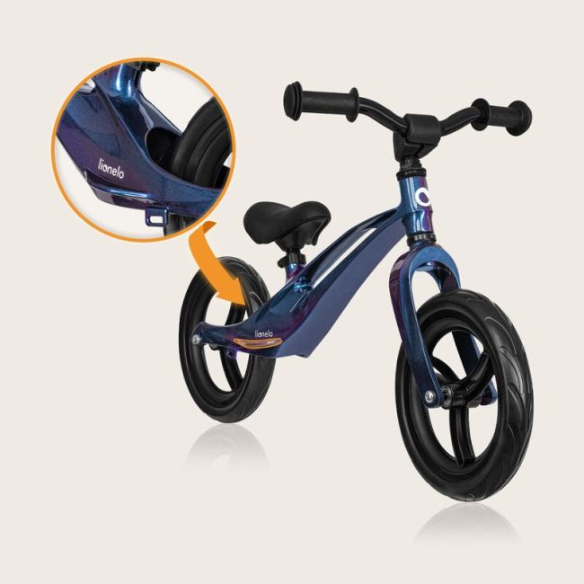 Bicicleta fara pedale, Lionelo, Bart, Usoara, Cu cadru din magneziu, Cu ghidon si sa reglabile, Greutate 3 Kg, 12 inch, Conform cu standardul european de securitate EN71, Blue Violet BYNLO-BART_BLUE_VIOLET