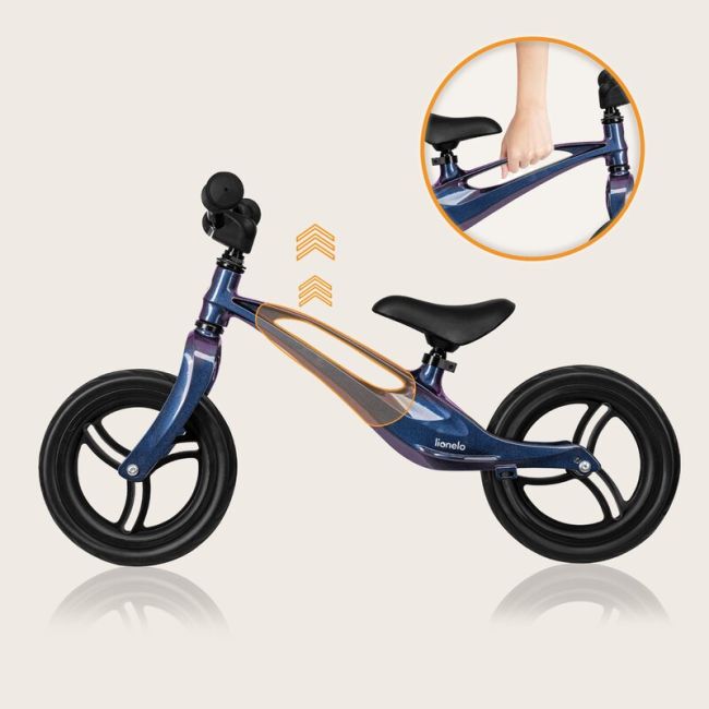 Bicicleta fara pedale, Lionelo, Bart, Usoara, Cu cadru din magneziu, Cu ghidon si sa reglabile, Greutate 3 Kg, 12 inch, Conform cu standardul european de securitate EN71, Blue Violet BYNLO-BART_BLUE_VIOLET