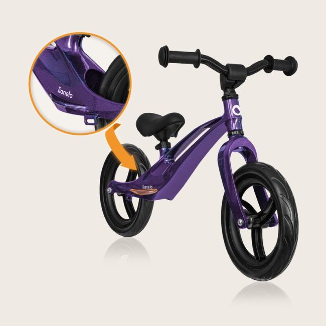 Bicicleta fara pedale, Lionelo, Bart, Usoara, Cu cadru din magneziu, Cu ghidon si sa reglabile, Greutate 3 Kg, 12 inch, Conform cu standardul european de securitate EN71, Purple Amethyst BYNLO-BART_PURPLE_AMETHYST