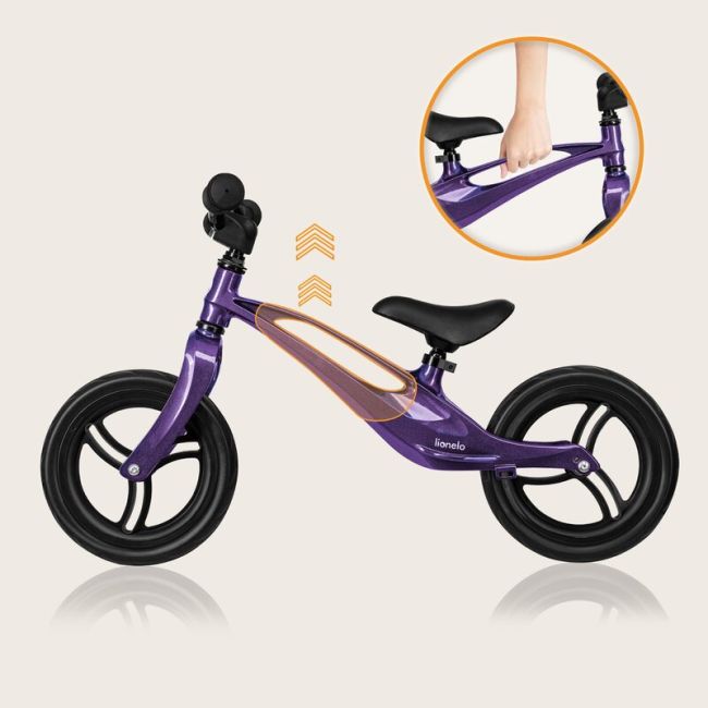 Bicicleta fara pedale, Lionelo, Bart, Usoara, Cu cadru din magneziu, Cu ghidon si sa reglabile, Greutate 3 Kg, 12 inch, Conform cu standardul european de securitate EN71, Purple Amethyst BYNLO-BART_PURPLE_AMETHYST