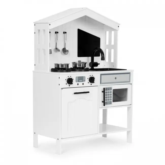 Bucatarie din lemn cu accesorii ecotoys plk563 - alb edeediplk563w