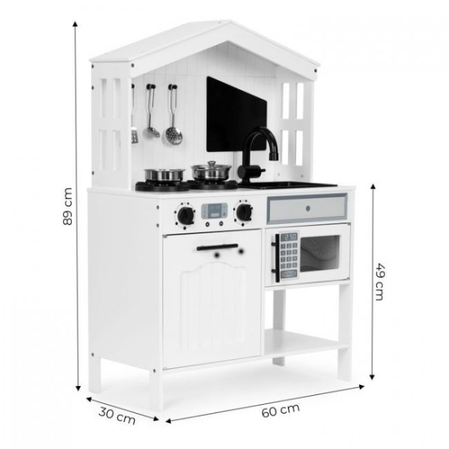 Bucatarie din lemn cu accesorii ecotoys plk563 - alb edeediplk563w