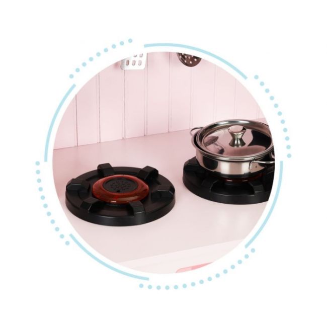 Bucatarie din lemn cu accesorii ecotoys plk563 - roz edeediplk563p