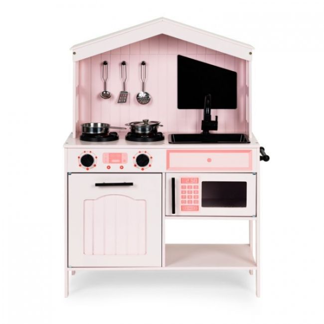 Bucatarie din lemn cu accesorii ecotoys plk563 - roz edeediplk563p