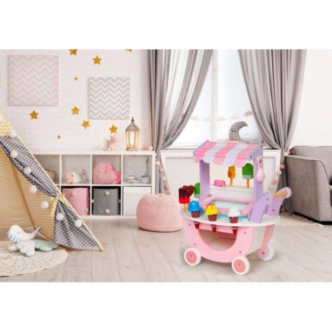 Carucior din lemn tip magazin de inghetata ecotoys tl89015 edeeditl89015