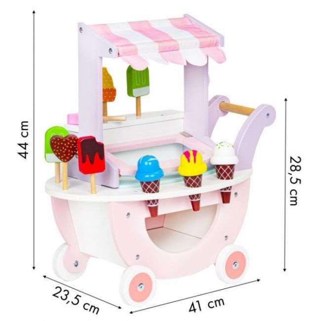 Carucior din lemn tip magazin de inghetata ecotoys tl89015 edeeditl89015