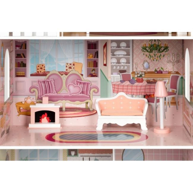 Casuta de papusi inalta din lemn cu mobilier ecotoys d8112 edeedid8112