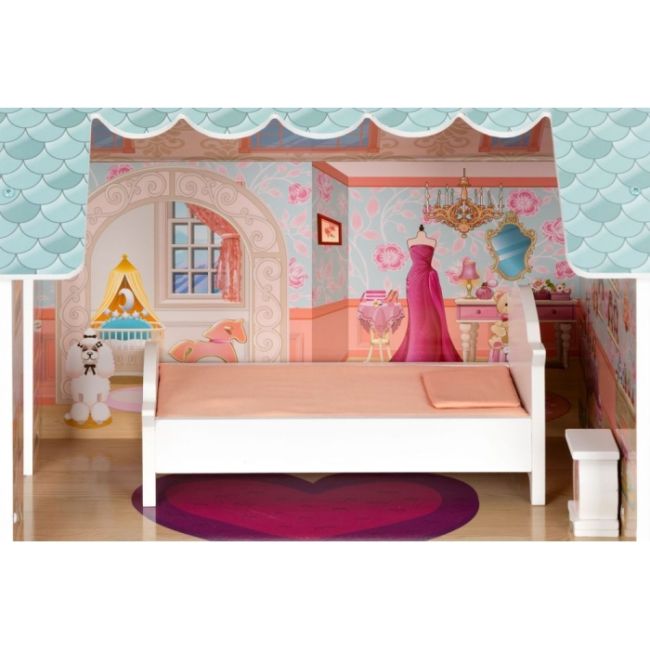 Casuta de papusi inalta din lemn cu mobilier ecotoys d8112 edeedid8112