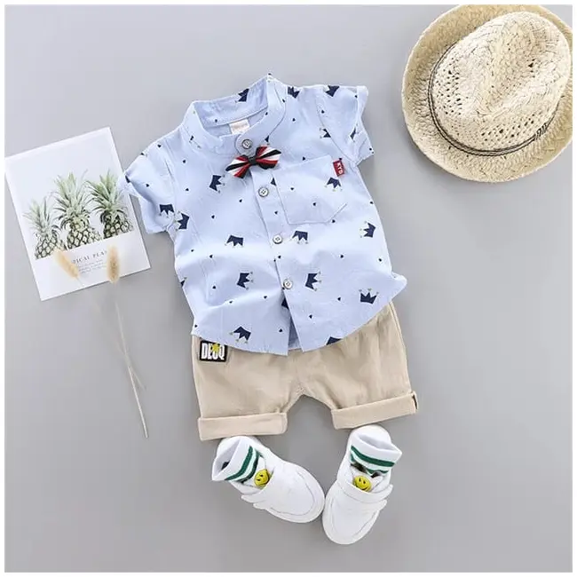 Costum bebelusi cu pantalonasi si camasuta bleu - coronite (marime disponibila: 12-18 luni (marimea 21 incaltaminte)) lihq317-3.12-18 luni (marimea 21 incaltaminte)