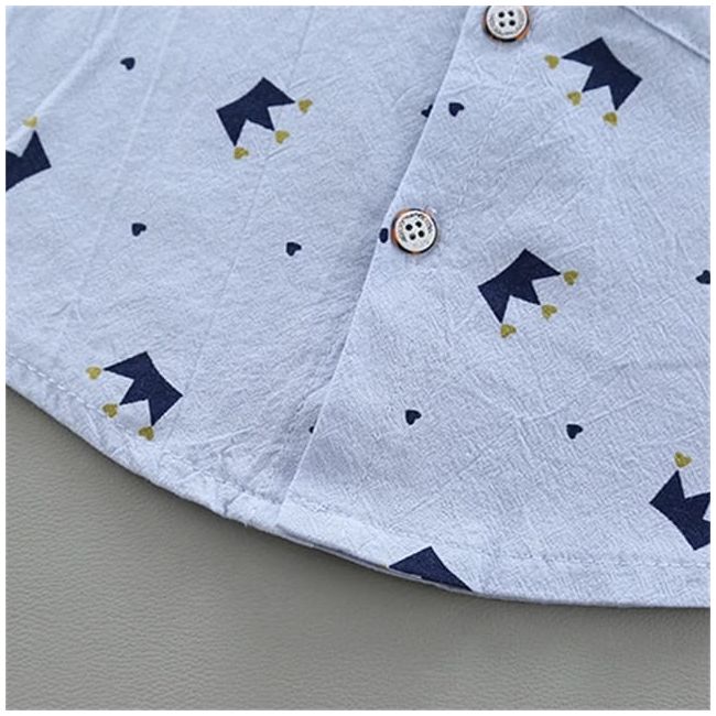 Costum bebelusi cu pantalonasi si camasuta bleu - Coronite LIHQ317-3