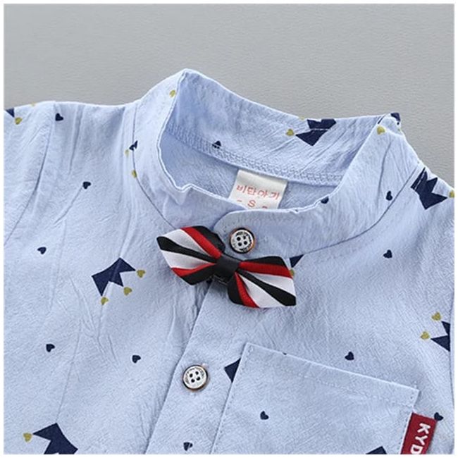 Costum bebelusi cu pantalonasi si camasuta bleu - Coronite LIHQ317-3