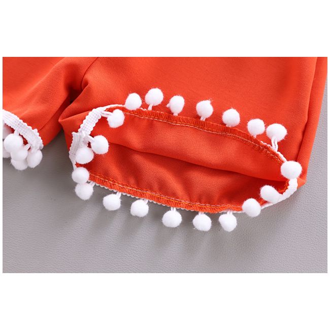 Costumas pentru fetite cu bluzita cu cirese portocalii LIHQ374-11