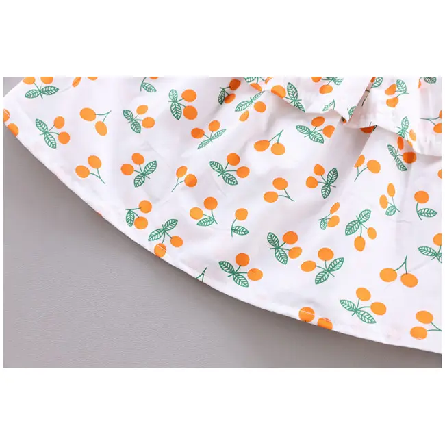 Costumas pentru fetite cu bluzita cu cirese portocalii LIHQ374-11