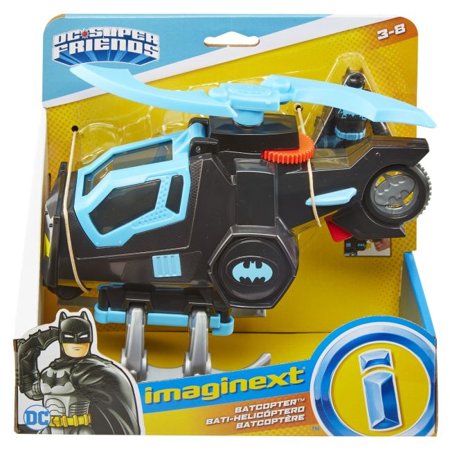 FISHER PRICE IMAGINEXT DC SUPER FRIENDS VEHICUL ELICOPTER CU FIGURINA BATMAN CU COSTUM NEGRU VIVMTM5649_GYC72