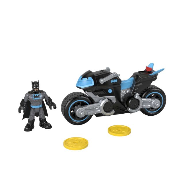 FISHER PRICE IMAGINEXT DC SUPER FRIENDS VEHICUL MOTOCICLETA CU FIGURINA BATMAN CU COSTUM GRI VIVMTM5649_GXX13