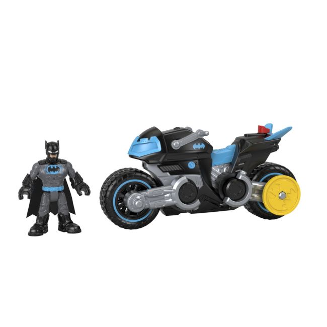 FISHER PRICE IMAGINEXT DC SUPER FRIENDS VEHICUL MOTOCICLETA CU FIGURINA BATMAN CU COSTUM GRI VIVMTM5649_GXX13