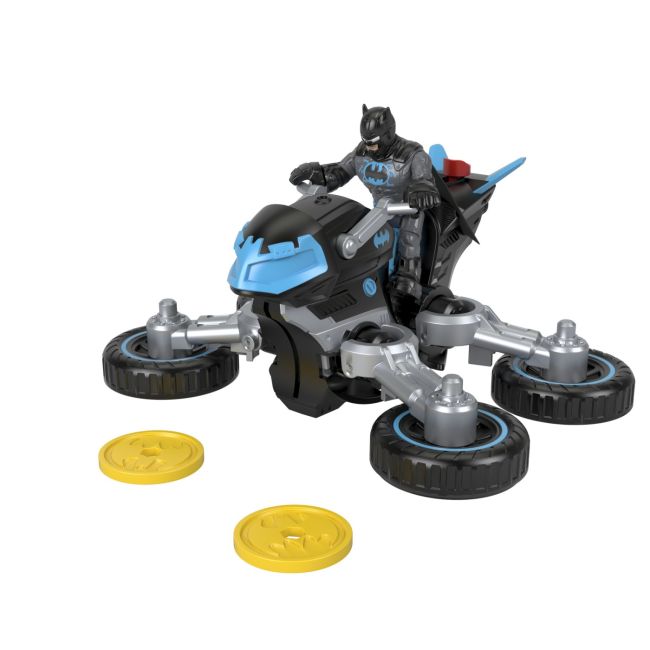 FISHER PRICE IMAGINEXT DC SUPER FRIENDS VEHICUL MOTOCICLETA CU FIGURINA BATMAN CU COSTUM GRI VIVMTM5649_GXX13