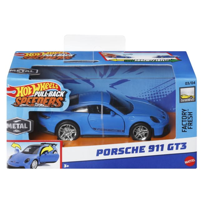 HOT WHEELS MASINUTA METALICA CU SISTEM PULL BACK PORSCHE 911 GT3 SCARA 1:43 VIVMTHPR70_HWH47