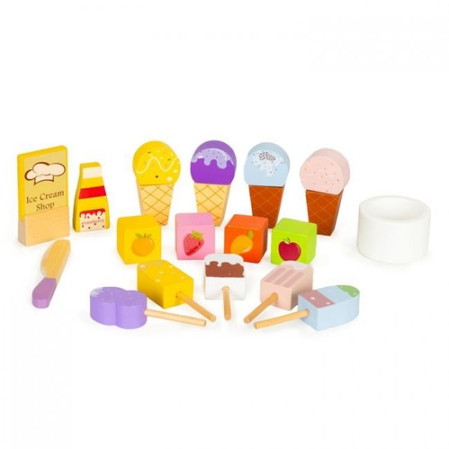 Jucarie interactiva din lemn sub forma de magazin cu inghetata, 27 elemente, ecotoys tl91084 edeeditl91084