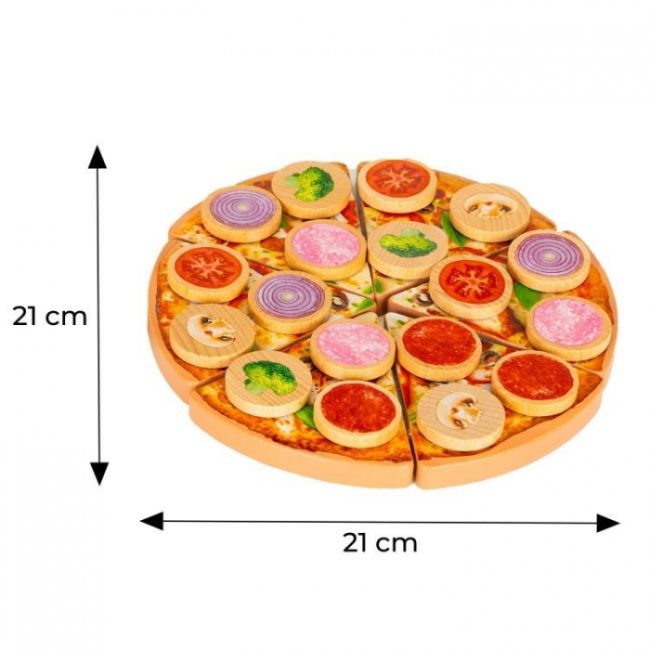 Jucarie interactiva din lemn sub forma de pizza, 27 elemente, ecotoys tl733030 edeeditl733030