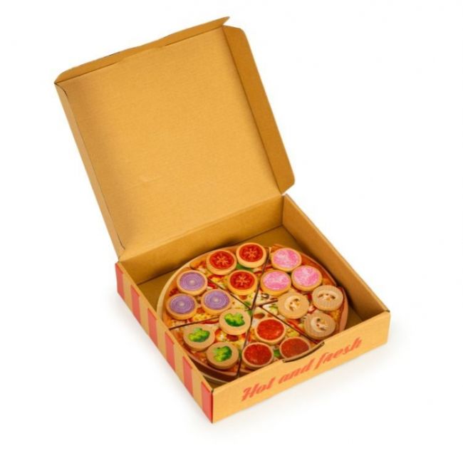 Jucarie interactiva din lemn sub forma de pizza, 27 elemente, ecotoys tl733030 edeeditl733030