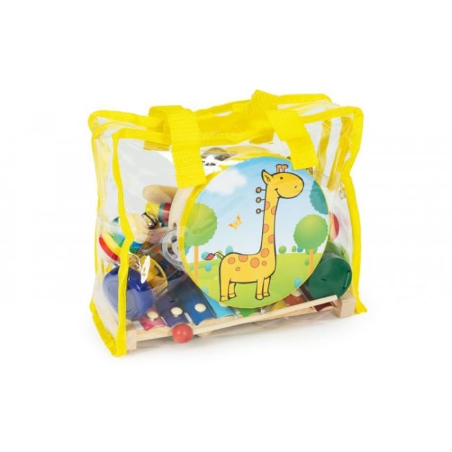 Set cu instrumente muzicale pentru copii din lemn, 14 instrumente, ecotoys esc-w-0243c edeediesc-w-0243c
