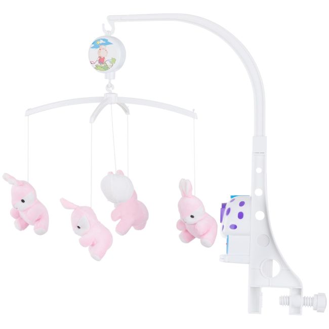 Carusel muzical pentru patut chipolino pink rabbits hubmils02119pr