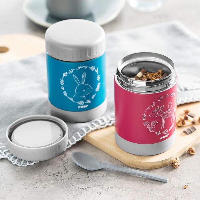 Cutie termica pentru mancare, otel inoxidabil vidat, 300 ml, albastra, Reer ColourDesign 90411
