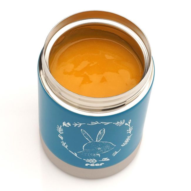 Cutie termica pentru mancare, otel inoxidabil vidat, 300 ml, albastra, Reer ColourDesign 90411
