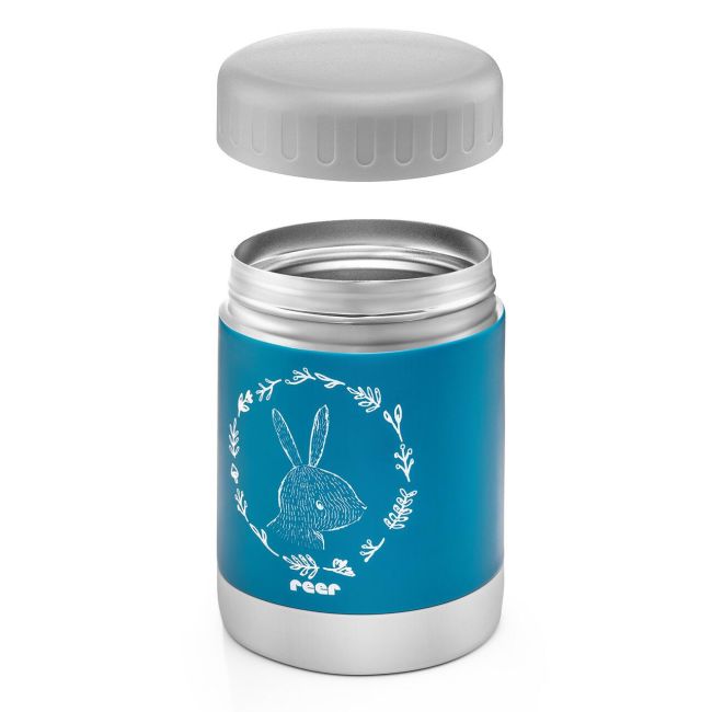 Cutie termica pentru mancare, otel inoxidabil vidat, 300 ml, albastra, Reer ColourDesign 90411