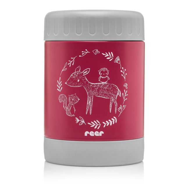 Cutie termica pentru mancare, otel inoxidabil vidat, 300 ml, rosie, Reer ColourDesign 90412