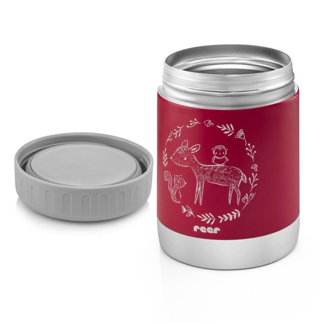 Cutie termica pentru mancare, otel inoxidabil vidat, 300 ml, rosie, Reer ColourDesign 90412