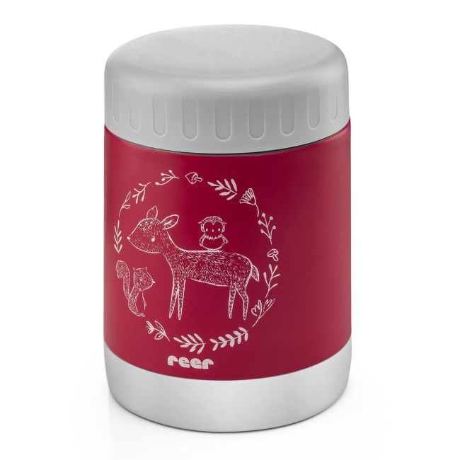 Cutie termica pentru mancare, otel inoxidabil vidat, 300 ml, rosie, Reer ColourDesign 90412