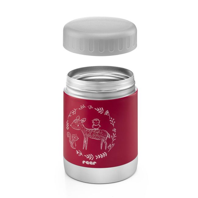 Cutie termica pentru mancare, otel inoxidabil vidat, 300 ml, rosie, Reer ColourDesign 90412