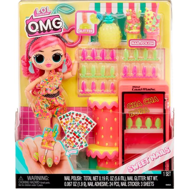 L.O.L. SURPRISE! OMG SWEET NAILS PINKY POPS FRUIT SHOP SET PAPUSA CU ACCESORII VIVMGA503842EUC