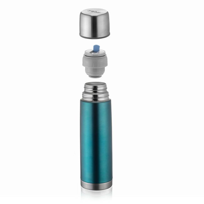Sticla termos din otel inoxidabil vidat Colour, 450 ml, albastru, Reer 90503