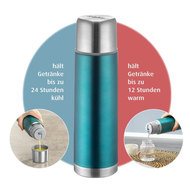 Sticla termos din otel inoxidabil vidat Colour, 450 ml, albastru, Reer 90503