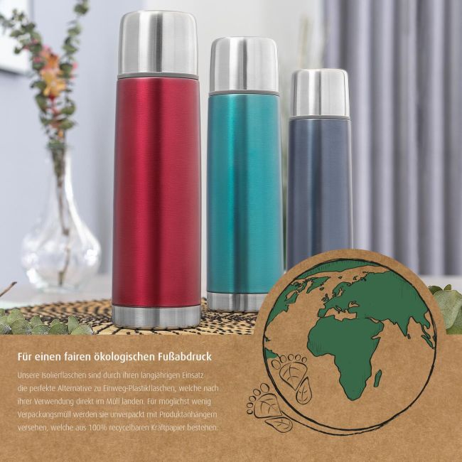 Sticla termos din otel inoxidabil vidat Colour, 450 ml, albastru, Reer 90503