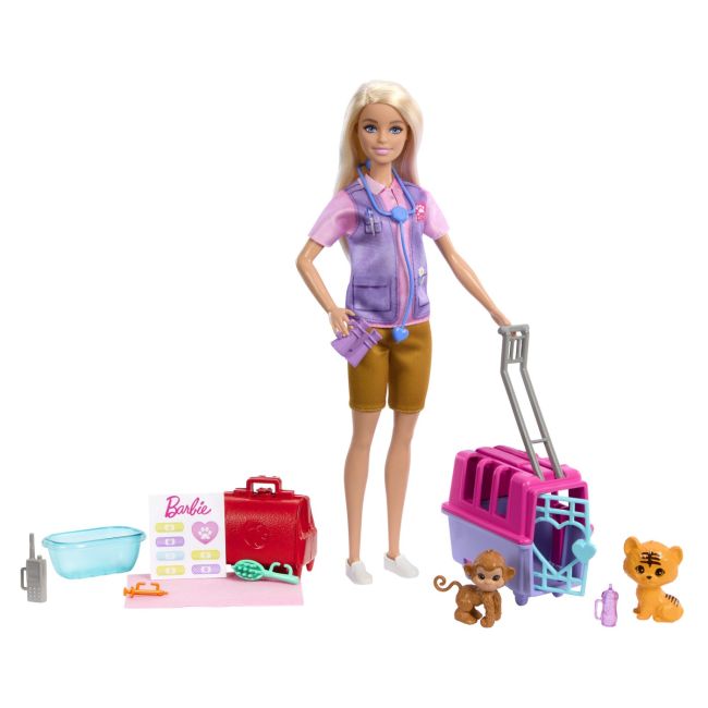 BARBIE YOU CAN BE SET PAPUSA CU DOUA ANIMALUTE DIN JUNGLA VIVMTHRG50