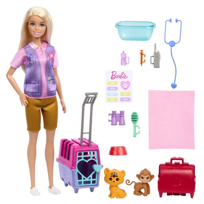 BARBIE YOU CAN BE SET PAPUSA CU DOUA ANIMALUTE DIN JUNGLA VIVMTHRG50