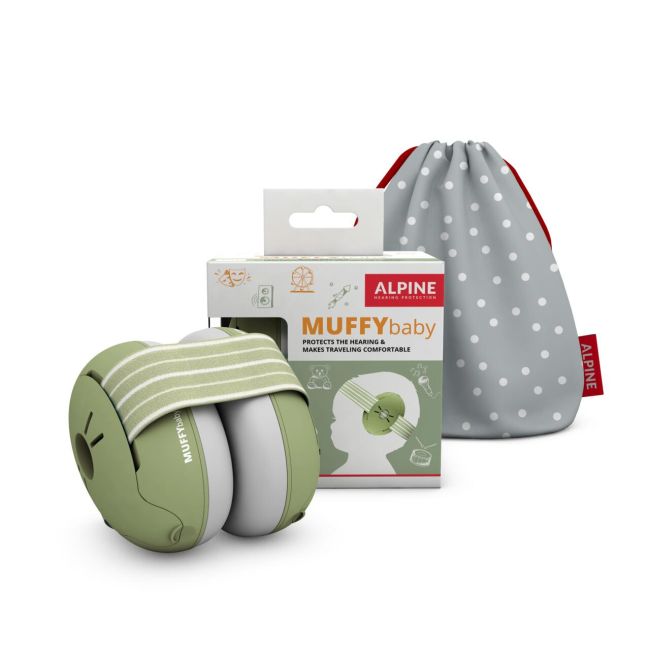 Casti antifonice pentru bebelusi, ofera protectie auditiva, SNR 23, green, ALPINE Muffy Baby ALP27464