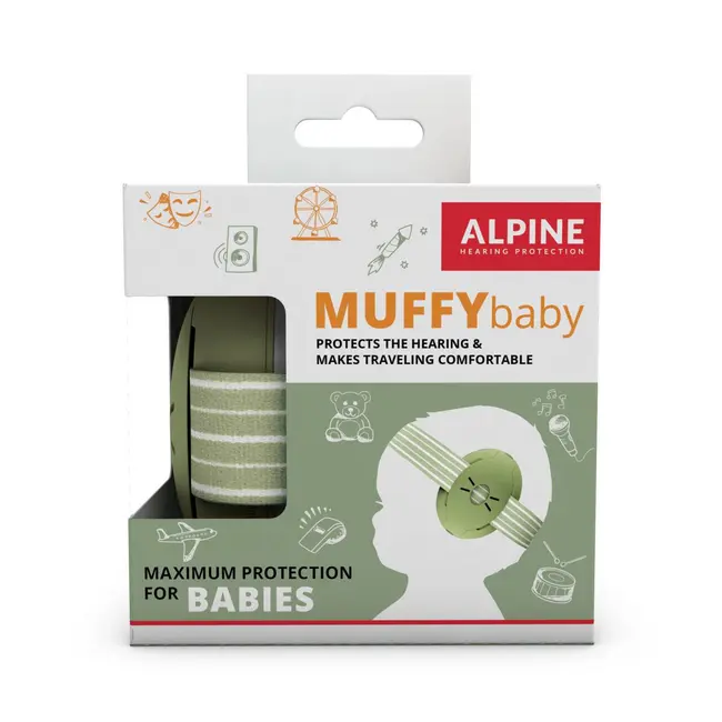 Casti antifonice pentru bebelusi, ofera protectie auditiva, SNR 23, green, ALPINE Muffy Baby ALP27464