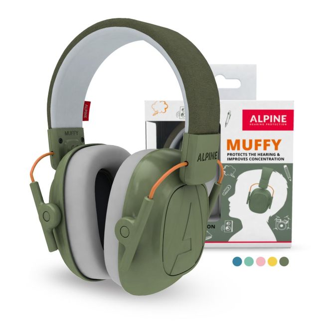 Casti antifonice pliabile pentru copii 5-16 ani, ofera protectie auditiva, SNR 25, verde, ALPINE Muffy Kids Green ALP26511