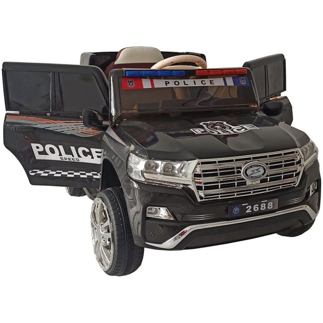 Masinuta electrica chipolino suv police patrol cu scaun din piele black hubeljppl0232b