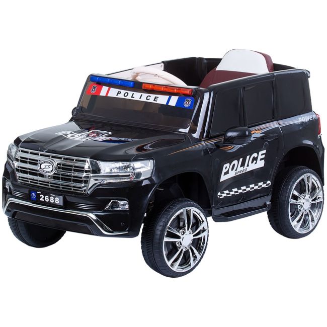 Masinuta electrica chipolino suv police patrol cu scaun din piele black hubeljppl0232b
