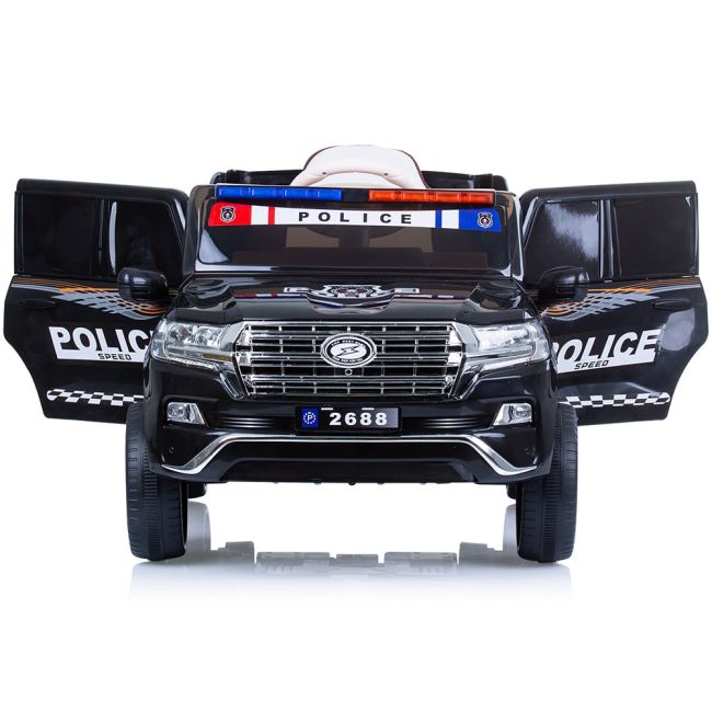 Masinuta electrica chipolino suv police patrol cu scaun din piele black hubeljppl0232b