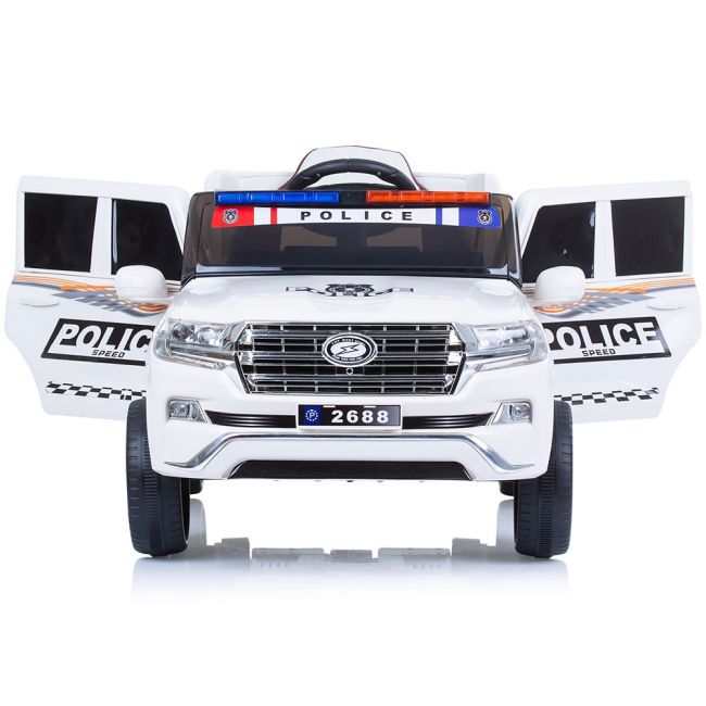 Masinuta electrica chipolino suv police patrol cu scaun din piele white hubeljppl0231w