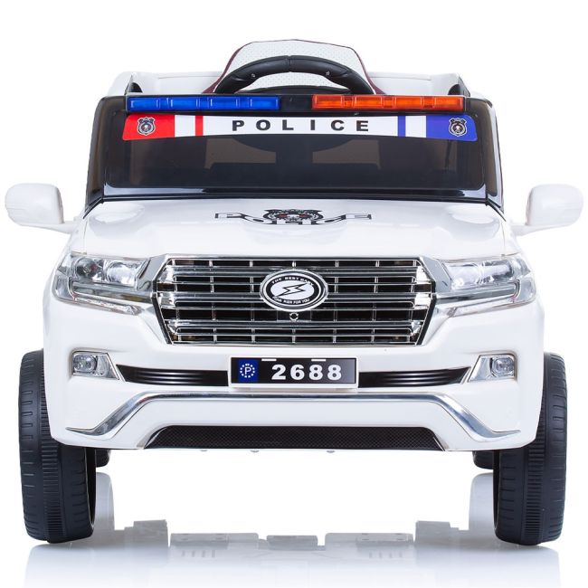 Masinuta electrica chipolino suv police patrol cu scaun din piele white hubeljppl0231w